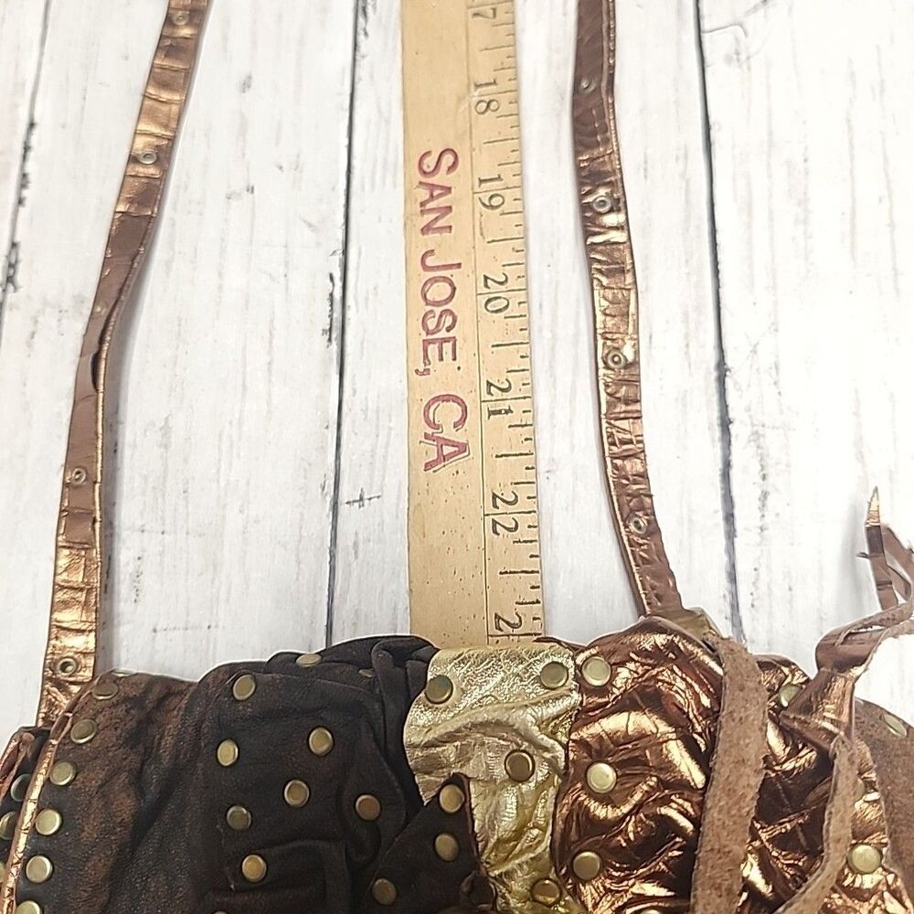Vintage Unique Handmade Artisan Brown Leather Boho Small Crossbody Shoulder Bag - Picture 9 of 12